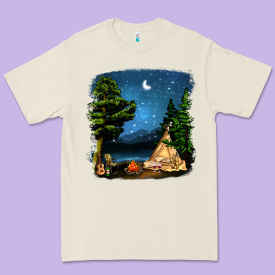 Night Glamping Camp With Wine Premium Tee Designed By Bundleandbundleshop