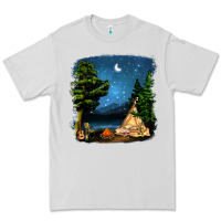 Dove Grey Night Glamping Camp With Wine Premium Tee - BundleAndBundleShop