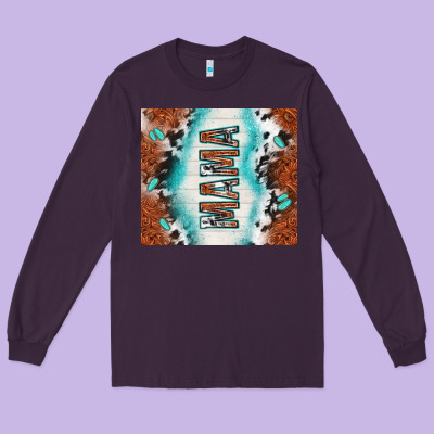 Tooled Leather And Cowhide Mama Long Sleeve Tee Designed By Tumblerdesignbyshophia