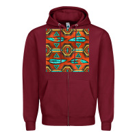 Burgundy native american aztec seamless pattern 2 Zipper Hoodie - BundleAndBundleShop
