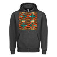 Charcoal Heather native american aztec seamless pattern 2 Zipper Hoodie - BundleAndBundleShop