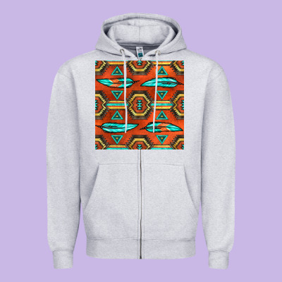 Native American Aztec Seamless Pattern 2 Zipper Hoodie Designed By Bundleandbundleshop