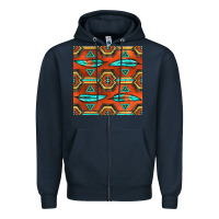 Navy native american aztec seamless pattern 2 Zipper Hoodie - BundleAndBundleShop