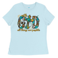 Baby Blue With God All Things Are Possible With Cross Ladies Tee - BundleAndBundleShop