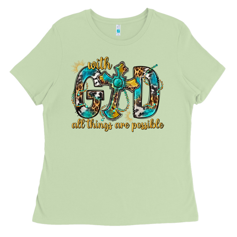 With God All Things Are Possible With Cross Ladies Tee by BundleAndBundleShop | Teevron