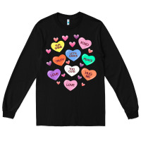 Black womens valentine candy heart valentines day vneck Long Sleeve Tee - tuanDangUi