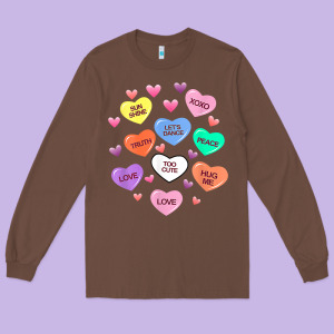 Womens Valentine Candy Heart Valentines Day Vneck Long Sleeve Tee Designed By Tuandangui