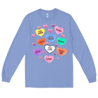 Colony Blue womens valentine candy heart valentines day vneck Long Sleeve Tee - tuanDangUi