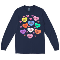 Navy womens valentine candy heart valentines day vneck Long Sleeve Tee - tuanDangUi