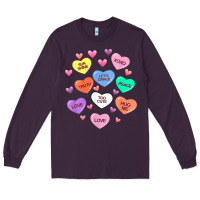 Plum womens valentine candy heart valentines day vneck Long Sleeve Tee - tuanDangUi