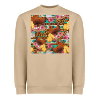 Mushroom chicken and chicks with flowers seamless pattern Heavyweight Sweatshirt - FaDigitalArtStudio