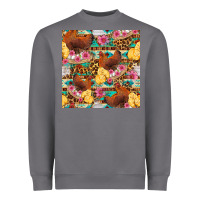 Storm chicken and chicks with flowers seamless pattern Heavyweight Sweatshirt - FaDigitalArtStudio