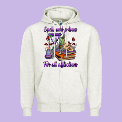 Spells And Potions For All Afflictions Zipper Hoodie Designed By Bundleandbundleshop
