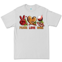 Dove Grey Peace Love Wine Premium Tee - BundleAndBundleShop