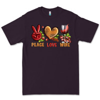 Plum Peace Love Wine Premium Tee - BundleAndBundleShop