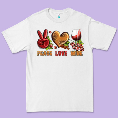 Peace Love Wine Premium Tee Designed By Bundleandbundleshop