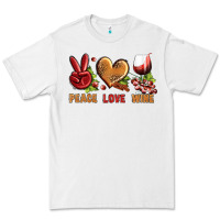 White Peace Love Wine Premium Tee - BundleAndBundleShop
