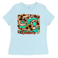 Baby Blue cancer turquoise cowhide Ladies Tee - RanaPortraitStore