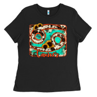 Black cancer turquoise cowhide Ladies Tee - RanaPortraitStore