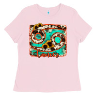Bubblegum Pink cancer turquoise cowhide Ladies Tee - RanaPortraitStore