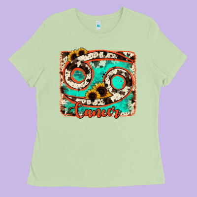 Cancer Turquoise Cowhide Ladies Tee Designed By Ranaportraitstore