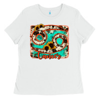 White cancer turquoise cowhide Ladies Tee - RanaPortraitStore