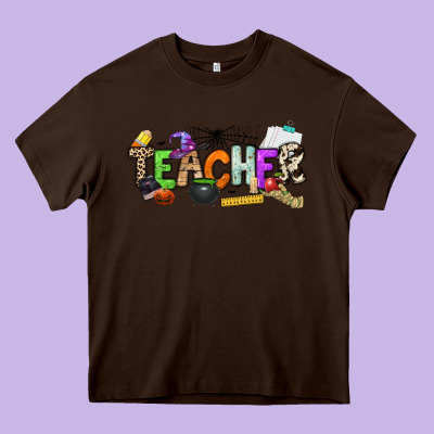 Halloween Teacher Heavy Core Tee Designed By Nancycooperartshop