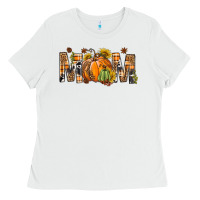 White Western Mom With Pumpkins Ladies Tee - BundleAndBundleShop