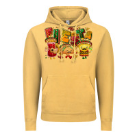 Vintage Mustard Fiesta with taco, nacho, souce Vintage Hoodie - NancyCooperArtShop