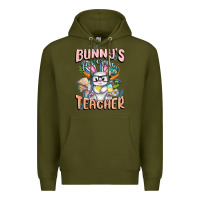 Army Green Bunny's Favorite Teacher Easter Day Premium Hoodie - FaDigitalArtStudio