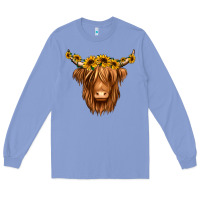 Colony Blue sunflower headband highland cow Long Sleeve Tee - Jasminsmagicworld