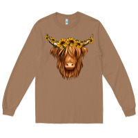 Sunflower Headband Highland Cow Long Sleeve Tee | Teevron