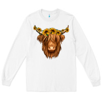 White sunflower headband highland cow Long Sleeve Tee - Jasminsmagicworld