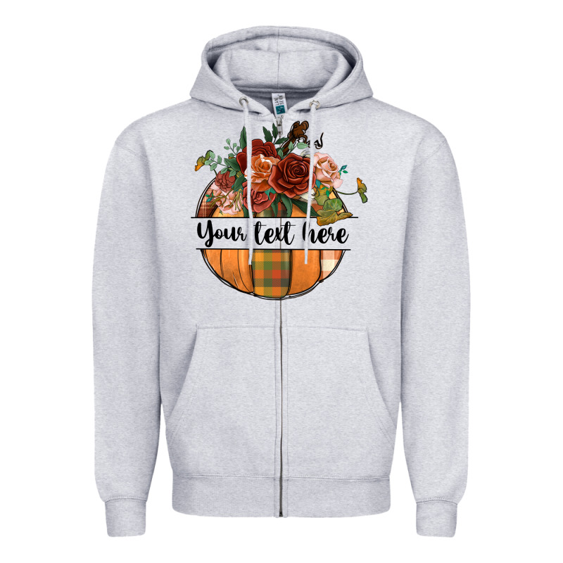 Preview Customize Floral Pumpkin Zipper Hoodie by BundleAndBundleShop | Teevron