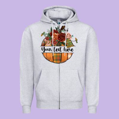 Preview Customize Floral Pumpkin Zipper Hoodie Designed By Bundleandbundleshop