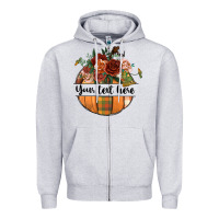 Heather Grey preview customize floral pumpkin Zipper Hoodie - BundleAndBundleShop
