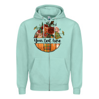 Seafoam preview customize floral pumpkin Zipper Hoodie - BundleAndBundleShop