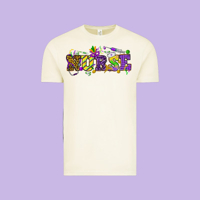 Mardi Gras Day Nurse Vintage Tee Designed By Nancycooperartshop