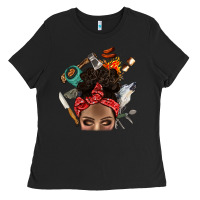 Black Wild Camping Afro Messy Bbs Ladies Tee - BundleAndBundleShop