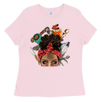 Bubblegum Pink Wild Camping Afro Messy Bbs Ladies Tee - BundleAndBundleShop
