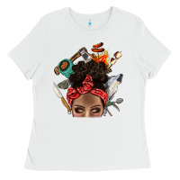 White Wild Camping Afro Messy Bbs Ladies Tee - BundleAndBundleShop
