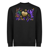 Black Peace love crawfish Mardi Gras skeleton hand Heavyweight Sweatshirt - FaDigitalArtStudio