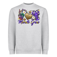 Heather Grey Peace love crawfish Mardi Gras skeleton hand Heavyweight Sweatshirt - FaDigitalArtStudio