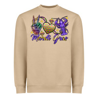Peace Love Crawfish Mardi Gras Skeleton Hand Heavyweight Sweatshirt | Teevron