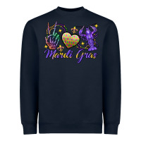 Navy Peace love crawfish Mardi Gras skeleton hand Heavyweight Sweatshirt - FaDigitalArtStudio