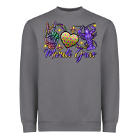 Storm Peace love crawfish Mardi Gras skeleton hand Heavyweight Sweatshirt - FaDigitalArtStudio