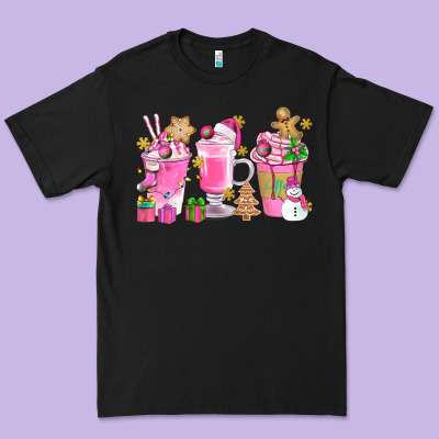 Pink Christmas Coffee Cups Bbs Premium Tee Designed By Bundleandbundleshop