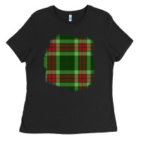 Black Christmas Tartan Patch Ladies Tee - BundleAndBundleShop