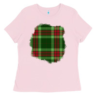 Bubblegum Pink Christmas Tartan Patch Ladies Tee - BundleAndBundleShop