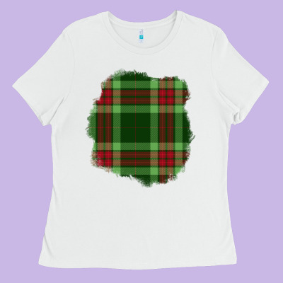 Christmas Tartan Patch Ladies Tee Designed By Bundleandbundleshop